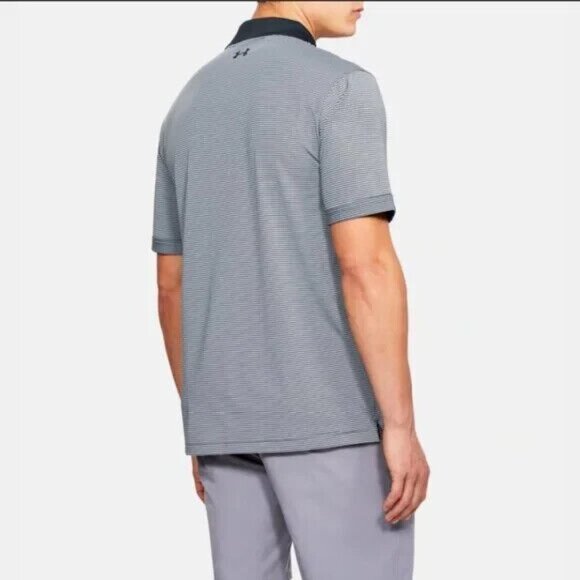 Under Armour Men's Size 2XL Polo Golf Shirt Gray White Stripe UPF 30 NWT - Picture 2 of 7